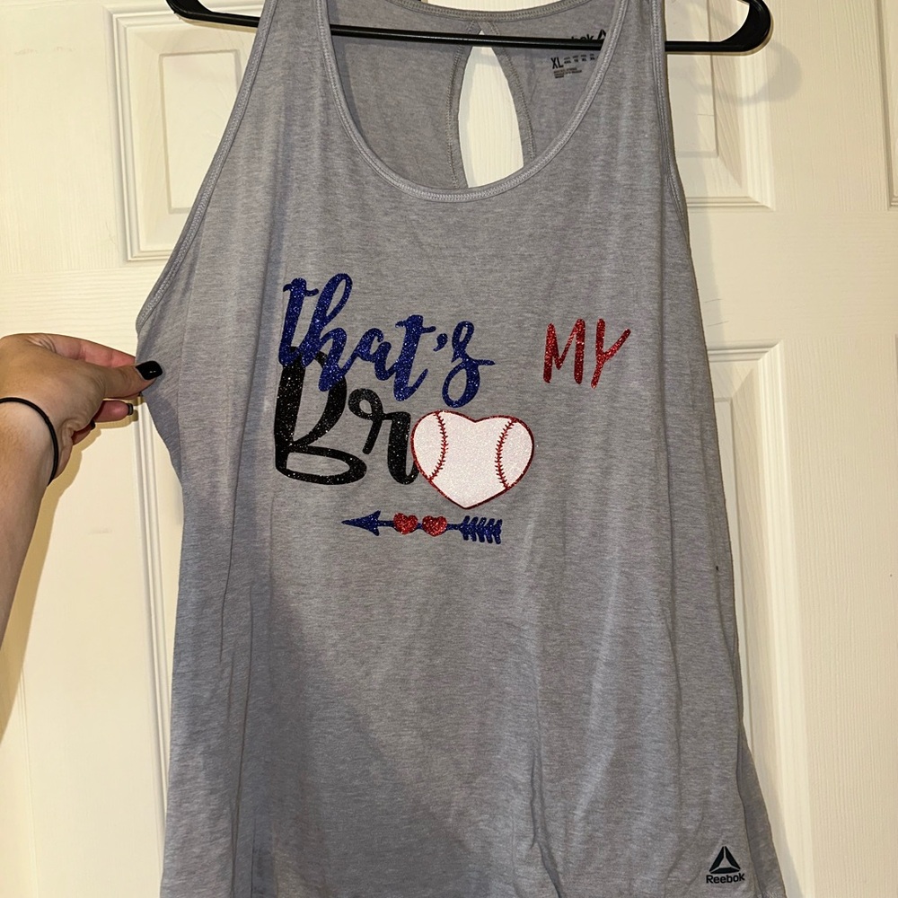 Reebok Gray Tank with Baseball Graphic